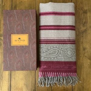ETRO Milano Paisley & Striped Reversible Throw Blanket